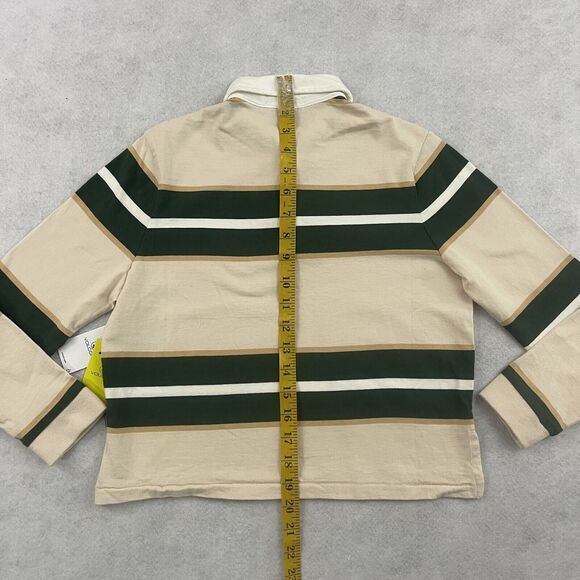 Volcom Girls Small Rugby Polo Shirt 7/8 Striped Long Sleeve NWT Beige - Picture 6 of 15